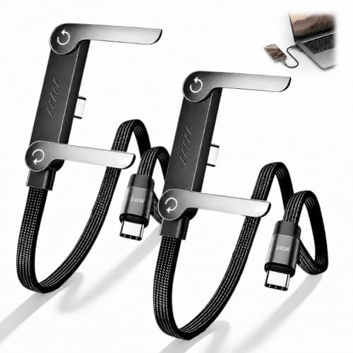 2PCS 2-in-1 Invisible Stand Fast Charging Cable USB C 240W 360° Rotating