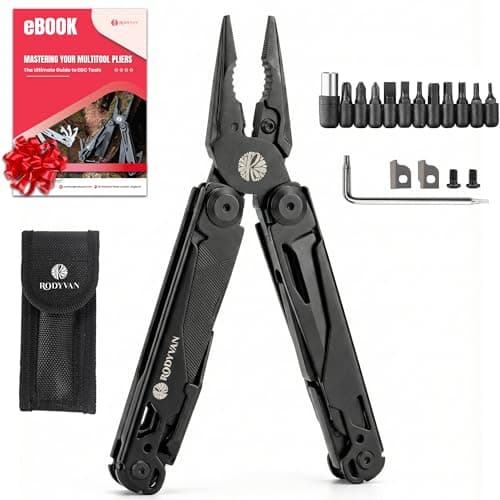 RODYVAN Multitools, 19-in-1 Stainless Steel Multi Tool Pliers with Scissors, Screwdriver Set, Bottle Opener, Survival Camping Accessories. Gift for Men Dad. DIY Tool kit for Outdoor Activities