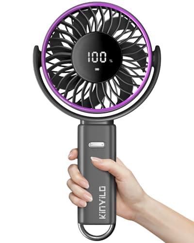 KinYiLO 6.5-Inch Ultra- Large Handheld Fan (30.8 cm Height, 16 cm Fan Blade, 500g / 1.1 lb), Larger Than Regular Hand Fan, Strong Airflow, 6000mAh Battery, 100 Speed Levels,– Travel, Outdoor, Grey