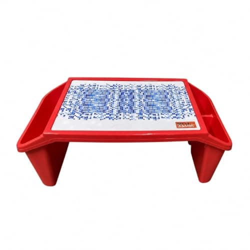 JMS we create smile Set of 2 - Plastic Activity Tray Portable Laptop Desk - Large Lap Table Multipurpose Travel Tray for Girls & Boys - (Red)
