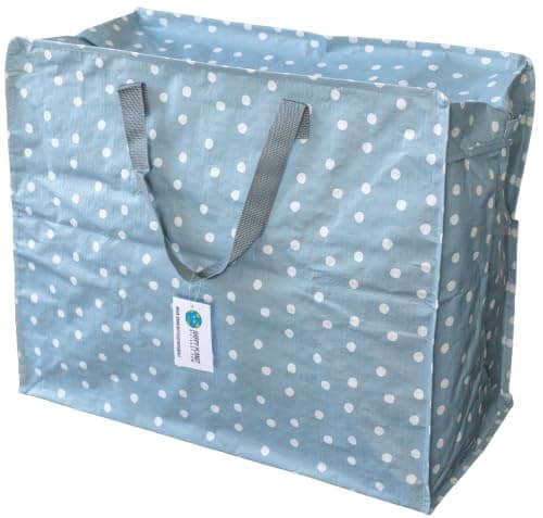 Happy Planet Giftshop Large Jumbo Storage Bag with Zip 58 x 47 x 30cm 80l (Duck Egg Blue Polka Dot Design) (Single - Multipacks Available)