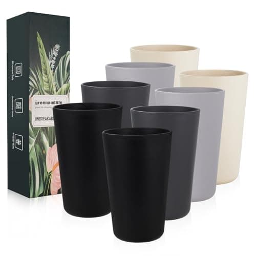 greenandlife 16oz/710ml Reusable Drinking Cups, 8 Pack Plastic Tumblers for Adults, Unbreakable Coffee Mug for Camping, Party, Travel, RV, Dishwasher and Microwave Safe