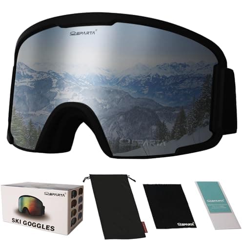 OUTDOORSPARTA Adult ski goggles (3. Black Frame, Full Lens Mirrored Silver)
