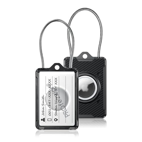 PROfezzion Luggage Tag AirTag Holder with Wire Cable Key Ring Name ID Cards