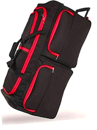 Extra Large Wheeled Holdall Suitcase Sports or Travel Bag Trolley Luggage (34", Black/Red)