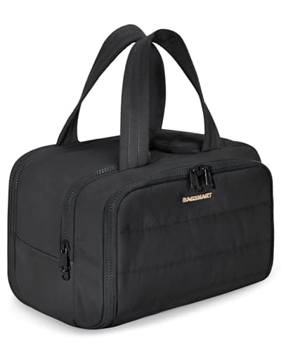 BAGSMART Large Travel Toiletry Makeup Bag, Upright Storage, Brush Pocket