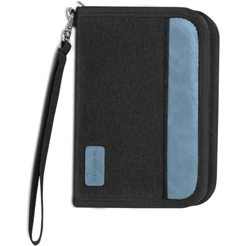Passport Holder Travel Wallet for 2 Passports, RFID Blocking, Black Grey BG