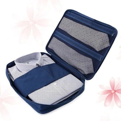 Waterproof Polyester Travel Shirt Tie Storage Organizer Navy Blue