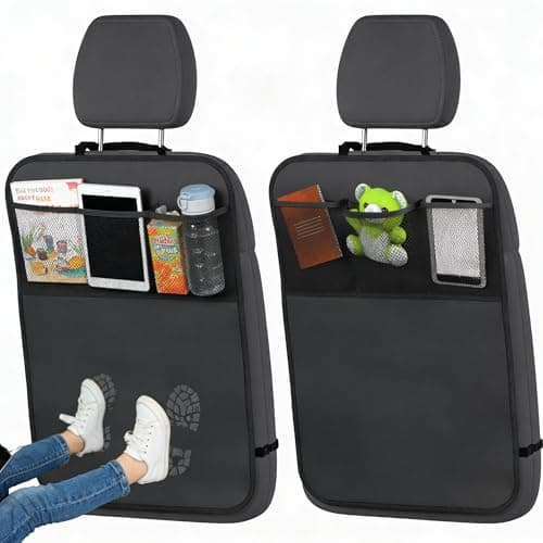Car Seat Back Protector, Kick Mats Back Seat Protector for Vehicle Maintenance, Universal Fit for Cars and SUVs, Oxford Fabric Material in Black, Set of Two Seat Protectors for Back of Car Seats