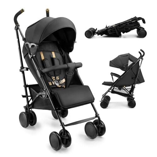 Kinderkraft Stroller Siesta 2 up to 22 kg, Lightweight, only 7.9 kg, Umbrella fold, Lie-Flat Position, Adjustable footrest, Breathable Canopy with mesh and Peekaboo Window, Compact, Black