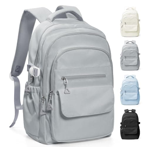 HYC00 School Backpacks for Teenage Girls Boys Casual Daypacks Lightweight School Bags for Girls Secondary High College Water-Resistant Fits 14” Laptop Rucksack Travel Work Bag for Women Men, Gray