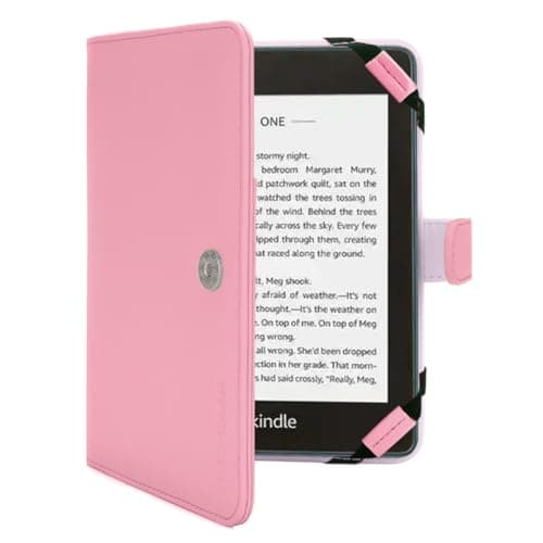 TECHGEAR BABY PINK Kindle PU Leather Folio Case Cover With Magnetic Clasp + Screen Protector for Amazon Kindle eReaders 12th - 4th Generation (2024-2011) & Kindle Paperwhite with 6 inch Screen