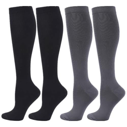 Compression Socks for Women Men, 2/3/4/6 Pairs 20-25mmHg Knee High Socks
