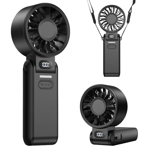 LIPETY Portable Turbo HandHeld Fan - Mini Hand Held Fan 4000mah Battery Operated USB Rechargeable Personal Foldable Powerful Fans for Travel Camping Outdoor Office School Home