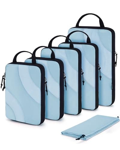 BAGSMART 6 Set Compression Packing Cubes, Travel Bag for Carry on Backpack
