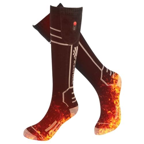 FREEHILL Merino Wool Rechargeable Heated Socks, Full Sole Heating, Black L