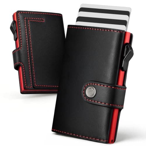 YESIIW Mens Wallet RFID Blocking – Slim Leather Trifold Pop up Card Wallet Holds 7-9 Cards + 2 ID Window, Compact Card Holder with Magnetic Coin Pocket, Daily Use, Commuting, Travel, Shopping