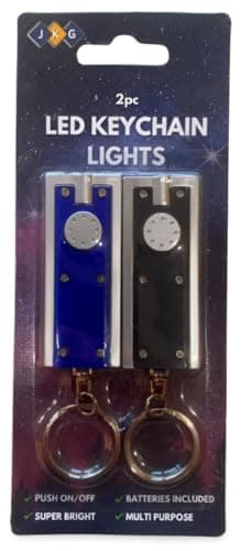 JKG 2PK LED Keyring Torches - Super Bright Mini Keychain Pocket Flashlights