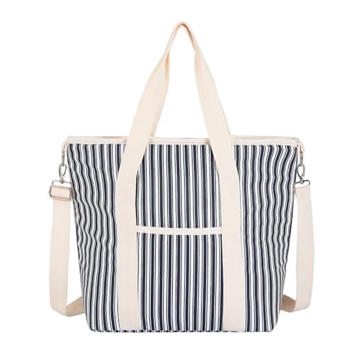 Nanxson 9L/15L/29L Large Insulated Lunch Bag for Women Adult Reusable Leakproof Picnic Lunch Box Freezable Cooler Tote Bag (29L,B-Navy Stripe)