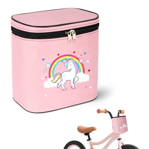 flintronic Bike Basket Kids, Detachable Cycle Front 210D Oxford Cloth Basket Carrier Bag, with Removable lid, Waterproof Cycle Baskets for Girls Boy