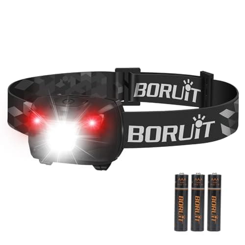 BORUIT BR01 LED Super Bright Head Torch Red White Light, 4 Modes