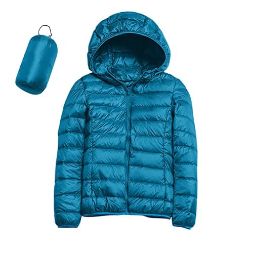 Womens Winter Lightweight Puffer Jacket with Hood Warm Short Packable Women Quilted Jacket Transitional Padded Down Jacket for Ladies Lined for Hiking Travel Plus Size Thin Jacket Down Blue