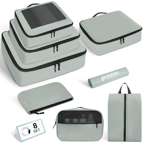 Prezon Packing Cubes for Suitcase 8 Set, Lightweight Luggage Packing Organizers Packing Cubes for Travel Accessories - Green