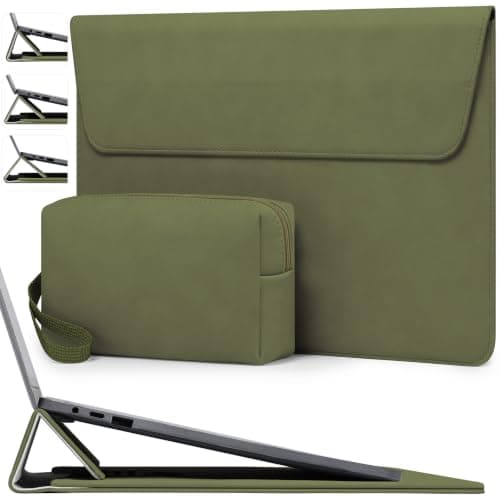 HYZUO 13.3-14 Inch Laptop Case Sleeve with Adjustable Stand, Olive Green