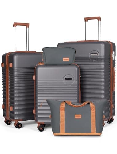 CONCEPTEN Luggage Sets 5 Piece, Suitcases with Wheels, Hardshell Suitcase Set, ABS Carry on Luggage Set with TSA Lock, Travel Luggage