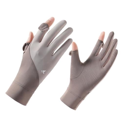 Chenflying UV Sun Protection Gloves Women Touchscreen Non Slip Driving Gloves, Full Finger Ice Silk Thin Gloves for Travel Golfing Running (brown, One Size)