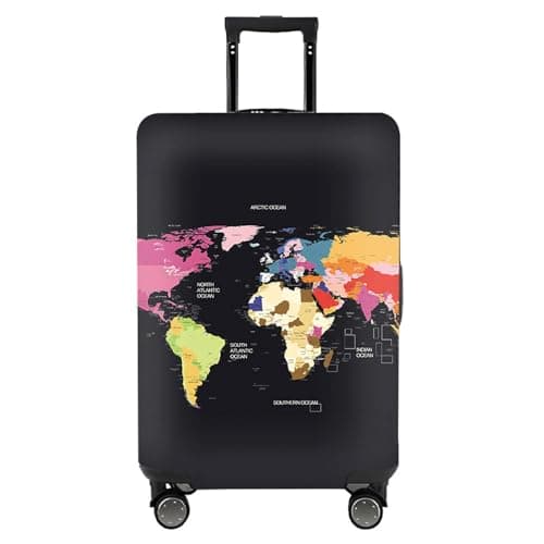 Tripnuo Elastic Thicker Luggage Cover for Trunk Case Apply to 18''-32'' Suitcase,Suitcase Protective Cover Travel Accessories (Black Map, L)