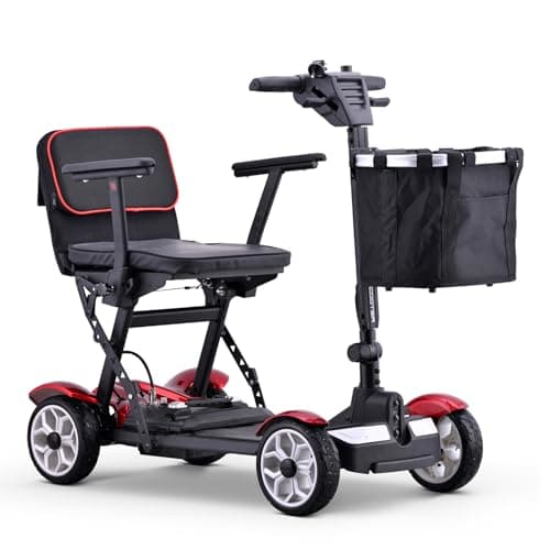 Folding Powered Mobility Scooter for Seniors, Travel-Friendly, Load 150Kg/331 Lb, Includes Charger and Basket