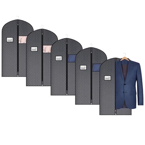 Univivi Garment Bag, 40 inch Suit Bag for Storage, 5 Pack, Black