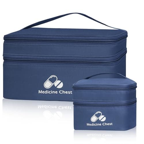 DiULi First Aid Kit Bags 2 Pack, Small & Medium Empty Medication Storage Bag Set, Waterproof Oxford Cloth Medicine Pouch with Dual Zippers, Tear-Resistant for Home Travel Hiking Camping, Navy