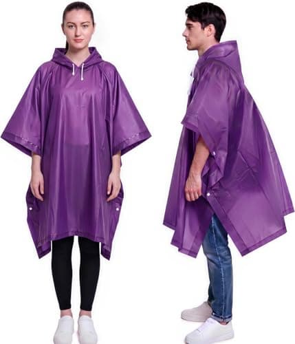 JITIFAZH Rain Poncho for Adults, 2‑Pack Reusable Waterproof Cape with Hood
