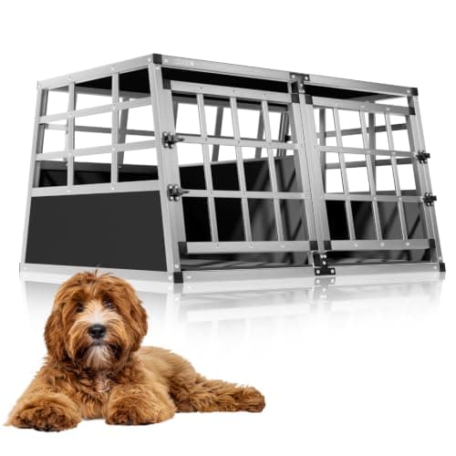 CADOCA® XL Aluminium Dog Crate for Car Boot Dog Travel Crate 89x70x51cm
