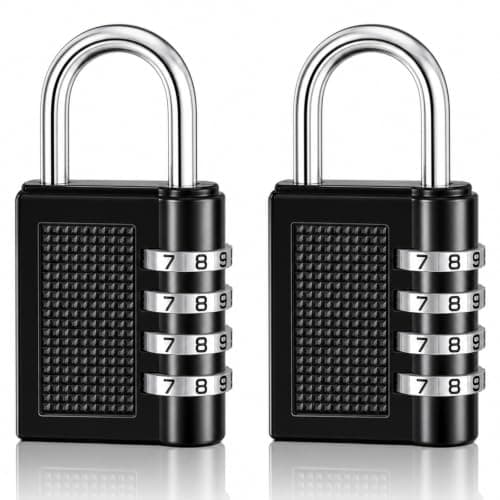 2 Pack Travel Combination Padlock, 4 Digit Luggage Lock with Resettable Code, Durable Zinc Alloy Small Padlock for Suitcase Backpack Gym Locker, Code Lock for Travel
