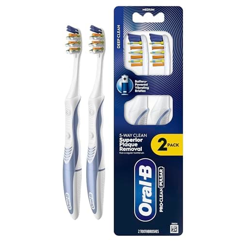 ORAL-B PRO-Clean Pulsar Battery-Powered Toothbrush – Superior 5-Way Plaque Removal – Medium Bristles, 2X