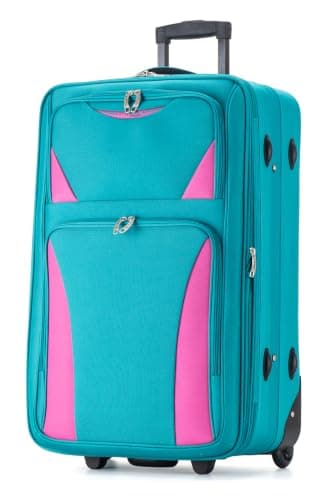 DK Luggage 26" Medium Lightweight Suitcases Expandable Trolley case with 2 Wheels DK16 (Aqua, 26" Medium)