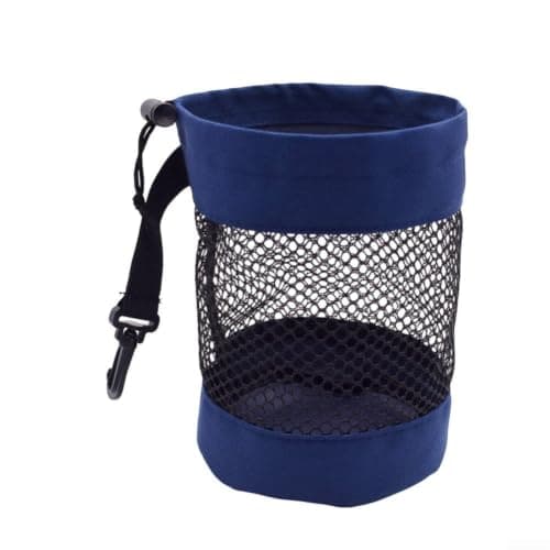 Glewi Golf Balls Storage Bag Mesh Net Pouch for Golf Club Travel Case Accessories - Nylon Holder for Range Practice 16.5x14cm(Navy Blue)