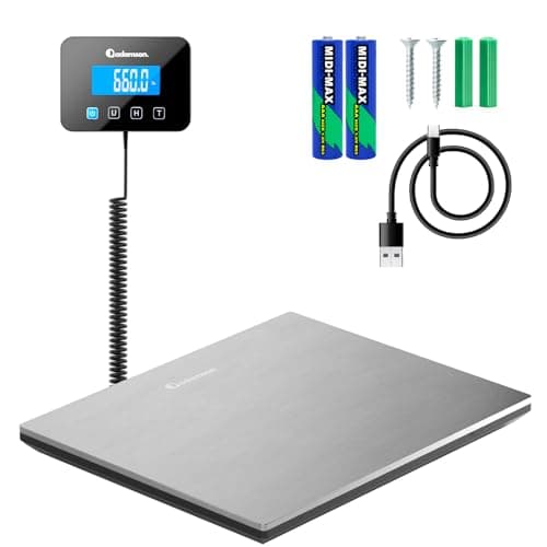 Parcel Scales - 300 kg - Heavy-Duty & High Accurate Digital Postal Scale with Hold/Tare Function - Perfect for Packages, Luggage, Industrial Use - Battery & Cable Included - Silver