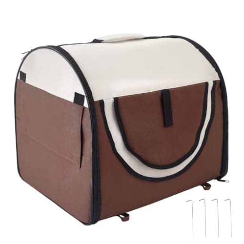 PawHut Foldable Pet Carrier for Miniature Dogs 46L x 36W x 41H cm Brown