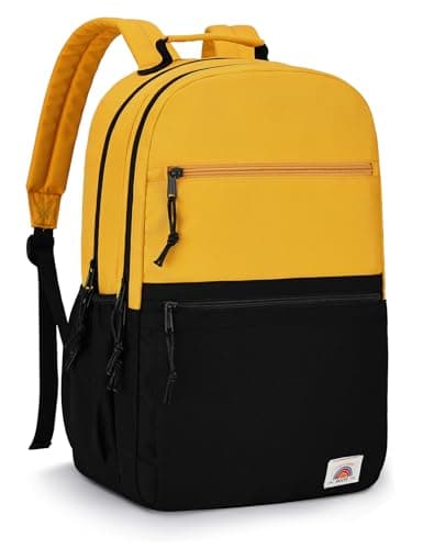 VASCHY School Bag, Lightweight Classic Cute Aesthetic Bookbag Daypack for Teen Boys Girls Traveling/Gym/Middle School Yellow Black