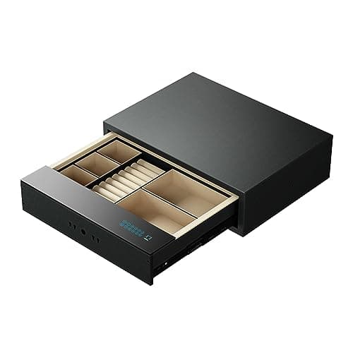 Pistol Safe, Biometric and Password Lock, Fingerprint Intelligent Steel Safe for Home, Nightstand, Jewelry, Handgun Organizer