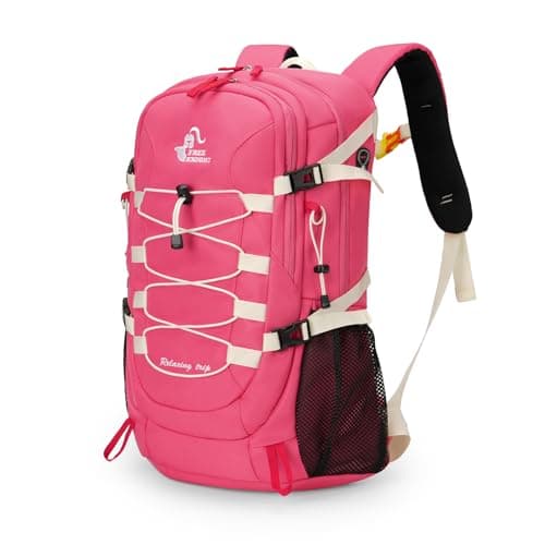 Bseash 40L Waterproof Hiking Camping Backpack with Rain Cover, Outdoor Sport Travel Daypack Rucksack for Skiing Cycling (Pink)