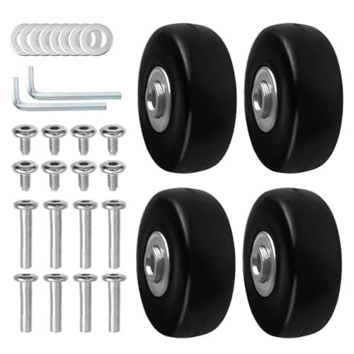 Hevysuo 4 Pcs Luggage Suitcase Replacement Wheels,50mm x 18mm Rubber Luggage Wheel Repair Heavy for Most Luggage Suitcase,Black