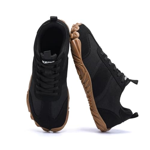 RUFONE Barefoot Hiking Shoes for Women and Men – Minimalist Trail & Walking Sneakers, Wide Toe Box, Non-Slip, Black, 7.5 Wide Women/5.5 Wide Men