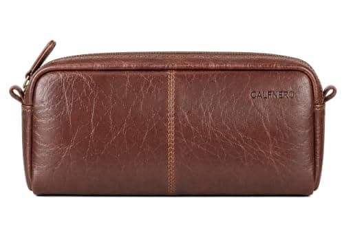 Calfnero Genuine Leather Toiletry Bag for Men & Women | Premium Leather Travel-Pouch | Toiletry Organizer | Cosmetic & Shaving Kit Bag | Unisex Travel Dopp Kit