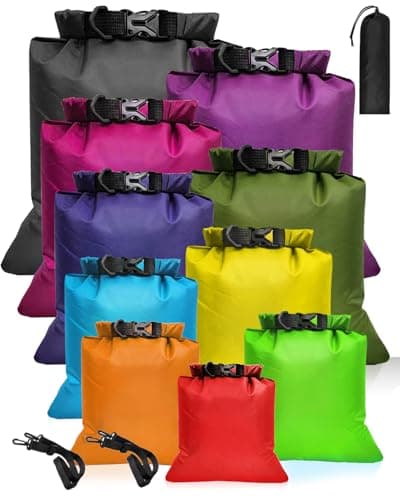 MOXTOYU 10 Pack Dry Bags Waterproof Dry Bag Set with 1.5L-15L Capacity, Storage Bags for Camping Outdoor Hiking Fishing Cycling Dry Sack Waterproof Rucksack Liner