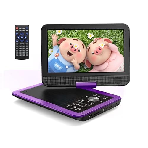 Yoton 12.5" Portable DVD Player, 10.5" Screen for Kids, 6H, Purple
